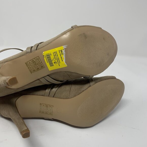 Journee‎ Collection Samara Bootie Women's 8.5 Tan Strappy Peep Toe 8088 - Picture 7 of 11